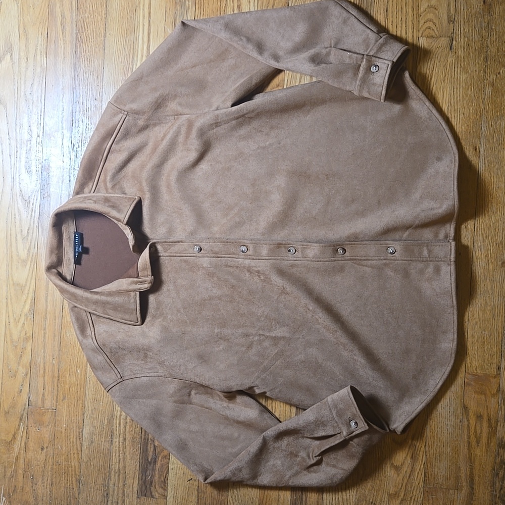 Jane And Delancey super soft faux suede button-down shirt shacket
